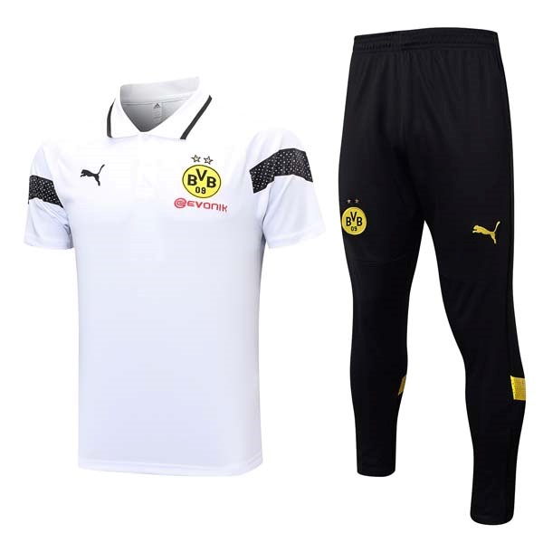 Polo Borussia Dortmund Conjunto Completo 2023 2024 Blanco Negro